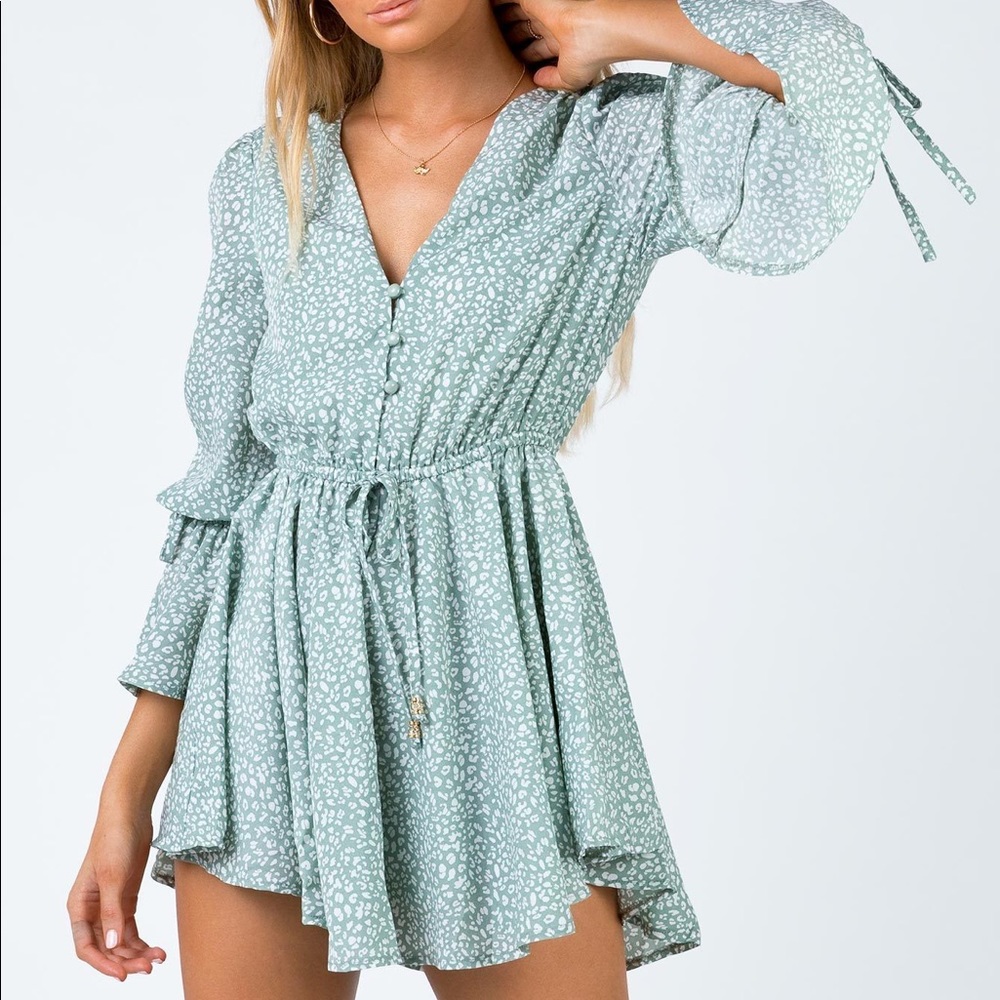 Princess Polly Green Floral Romper